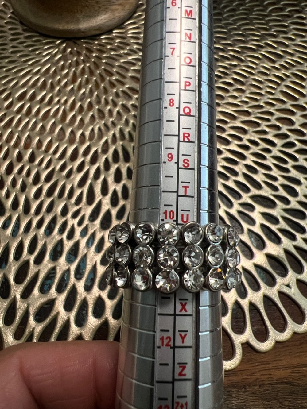 Multi-Row Crystal Stretch Ring in Silver Tone